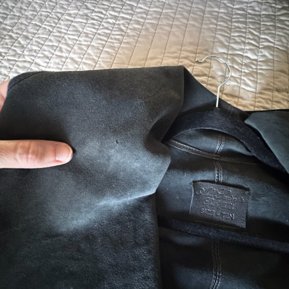 [Rare] AllSaints Spitalfields Datya Drape Black Leather Jacket, UK size 10 - Picture 8 of 9